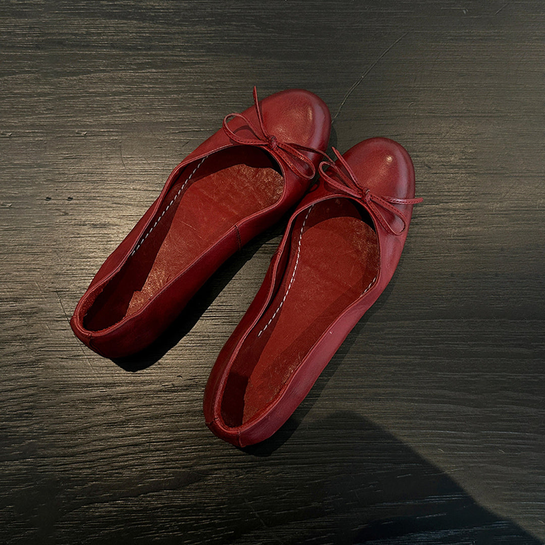 Damen Ballerina Schuhe aus weichem Leder mit elegantem Schleifendetail R&B