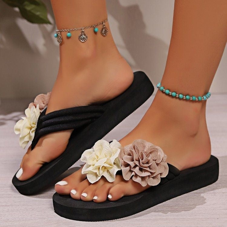 Damen bequeme Zehentrenner-Sandalen mit floralem Design R&B