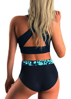 Damen Hochtailliertes Bikini-Set mit floralem Muster und bindbaren Design R&B
