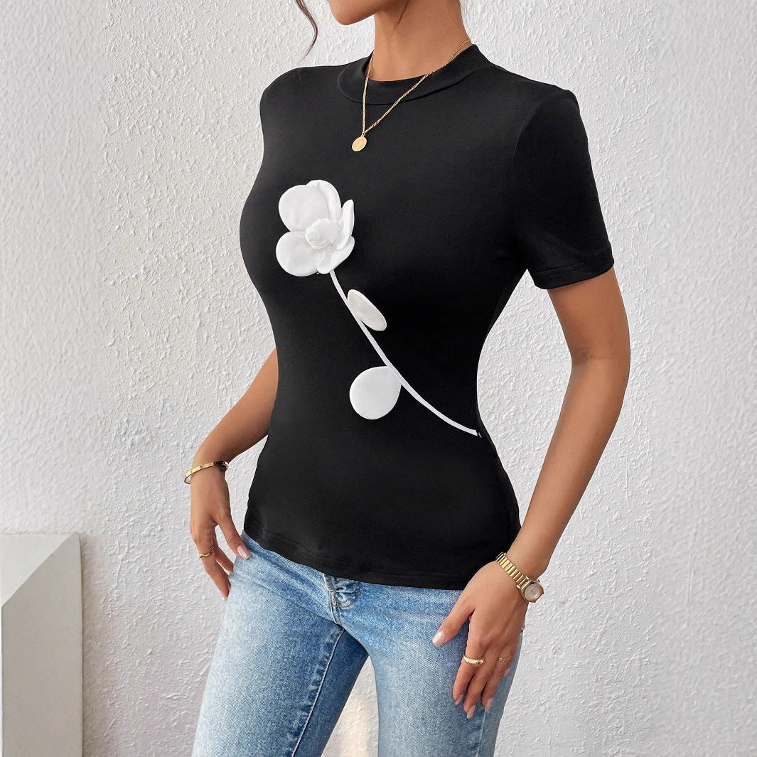 Damen T-Shirt mit floralem 3D-Design R&B