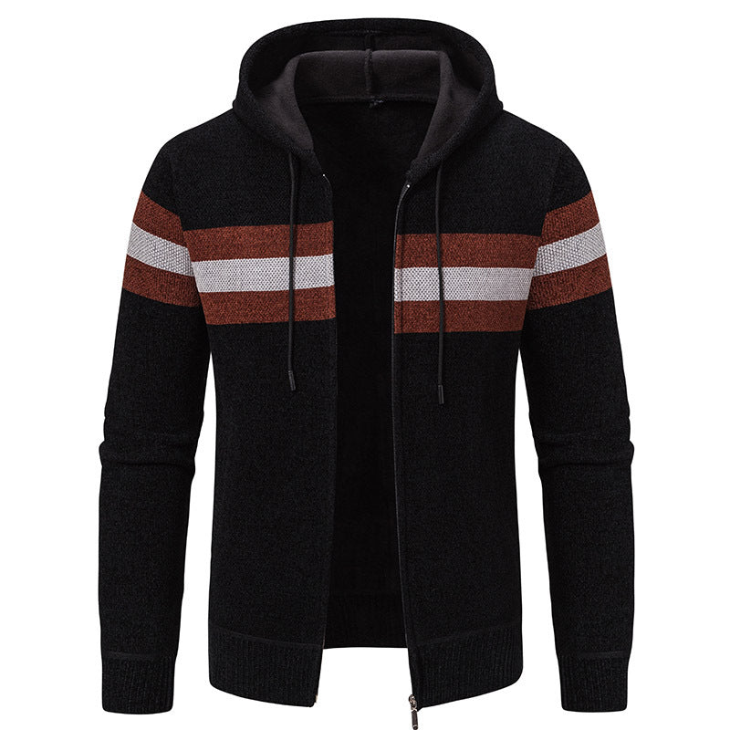 Herren modische Kapuzenjacke mit strukturiertem Design und elegantem Innenkragen