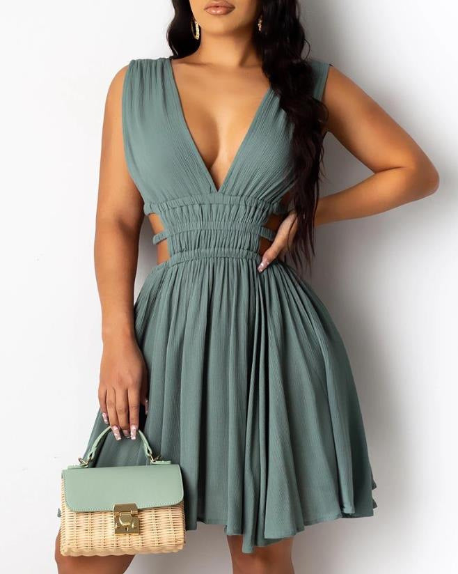 Damen Kleid mit tiefem V-Ausschnitt und Cut-Out-Details R&B