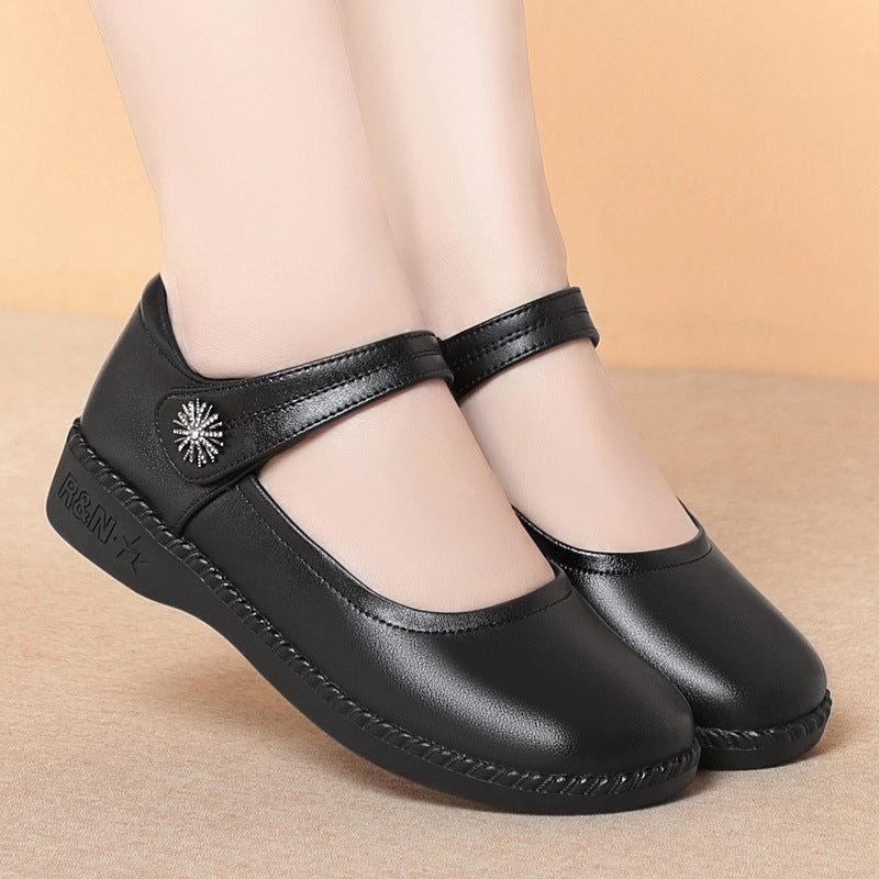 Damen Bequeme Mary Jane Ballerinas mit modischem Riemen und dekorativem Schmuckdetail R&B