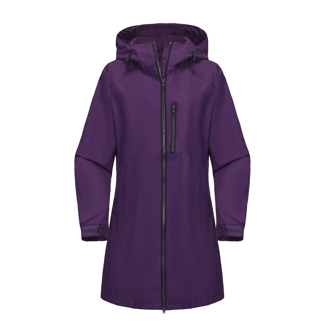 Damen modische Regenjacke mit Kapuze und praktischen Taschen R&B
