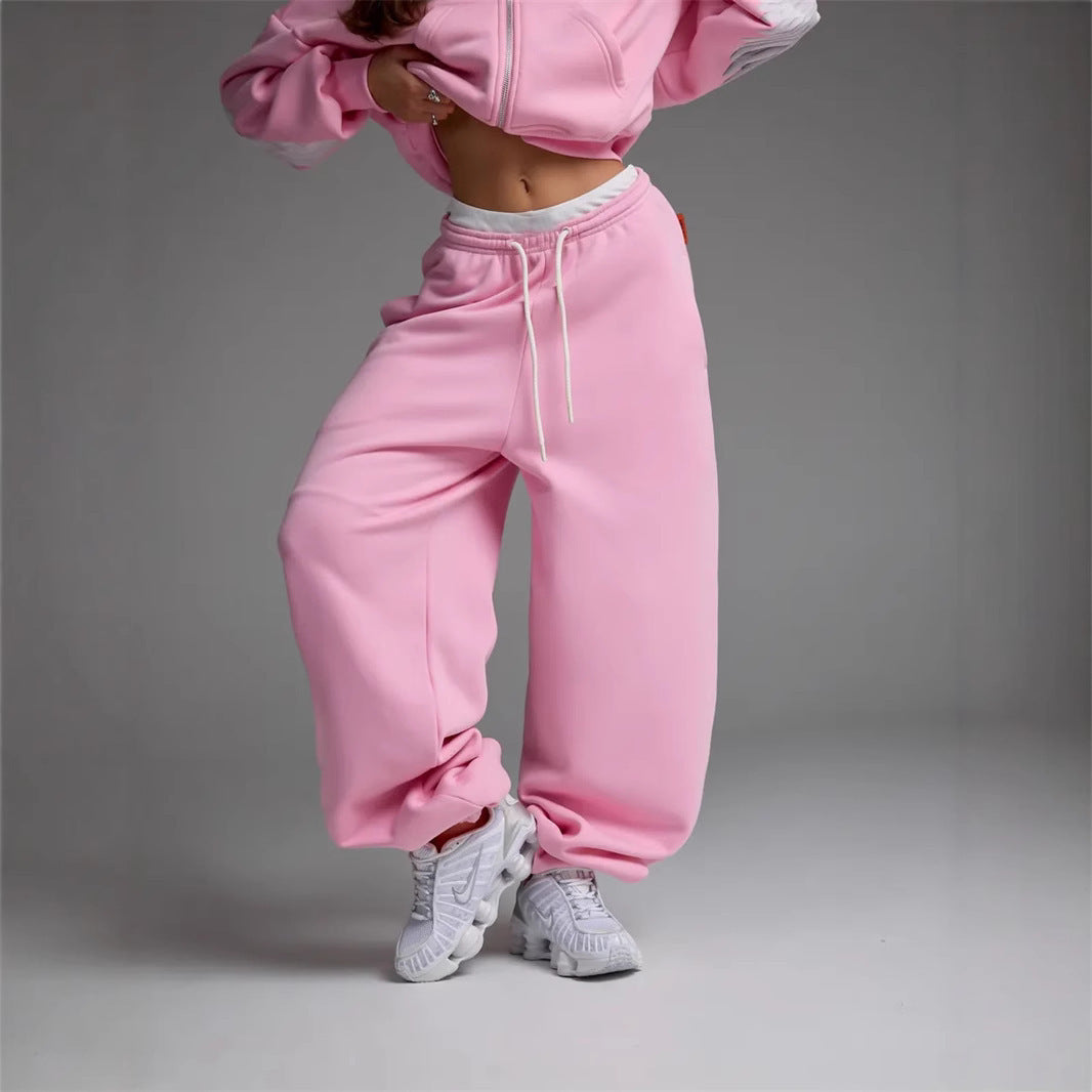 Damen lässige Freizeithose mit weitem Schnitt und elastischem Bund R&B