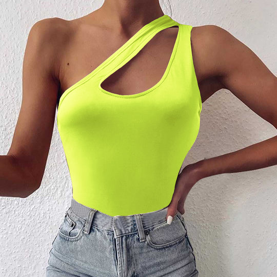 Damen asymmetrisches Bodysuit mit modischem Cut-Out R&B