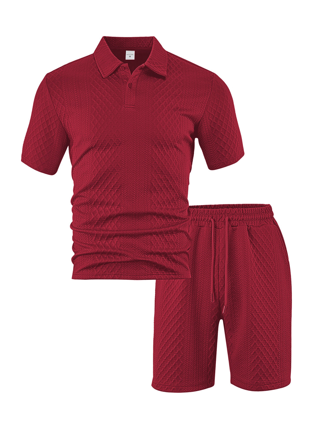 Herren nan strukturiertes Poloshirt- und Bermudashorts-Set aus gesteppter Baumwollmischung R&B