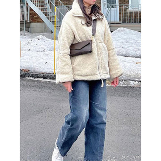 Damen Fleecejacke mit hochschließendem Kragen und Taschen R&B