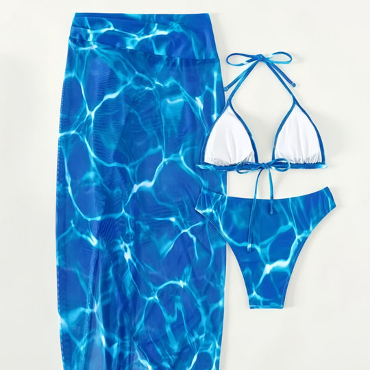 Damen Triangel-Bikini-Set mit eleganter Strandsarong R&B