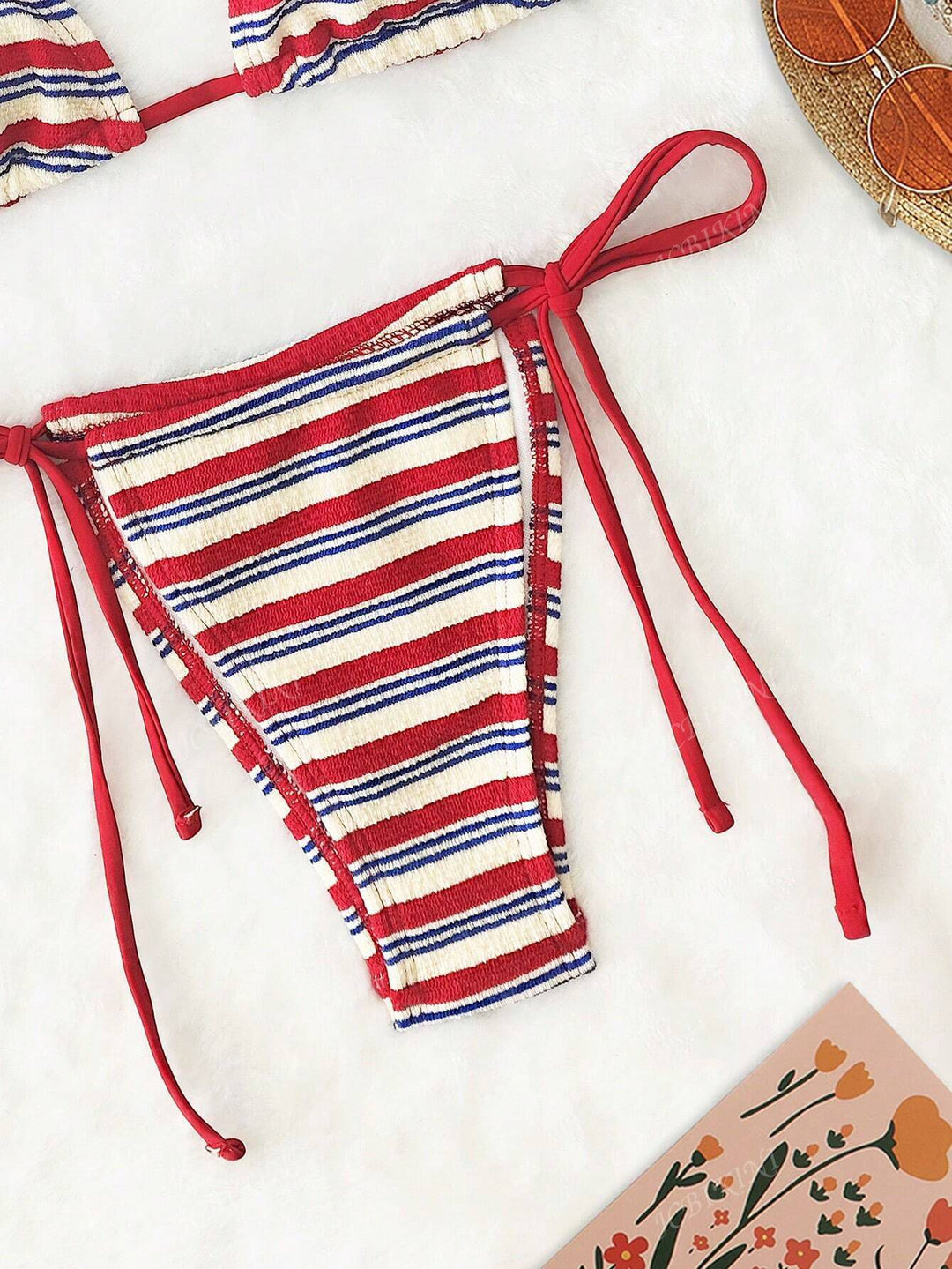 Damen Triangel-Bikini mit buntem Streifenmuster R&B