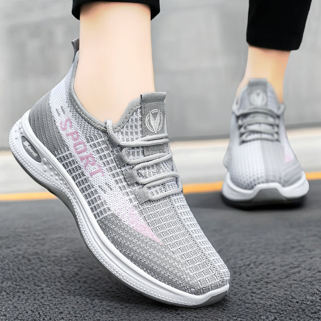 Damen Sportliche Sneakers mit atmungsaktiver Strickoberfläche und rutschfester Sohle R&B