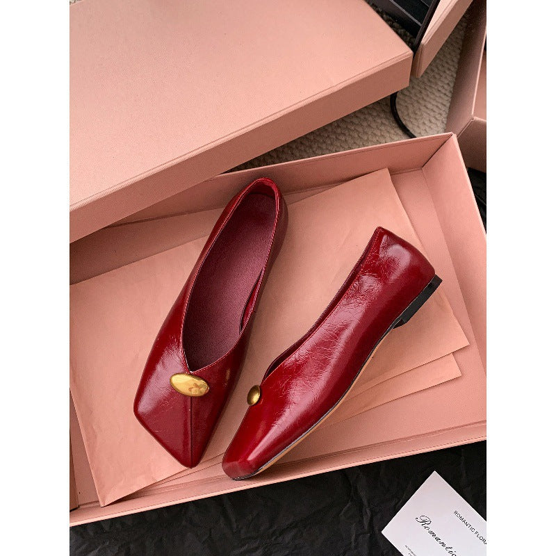 Damen Klassische Ballerinas mit modischem Knopf