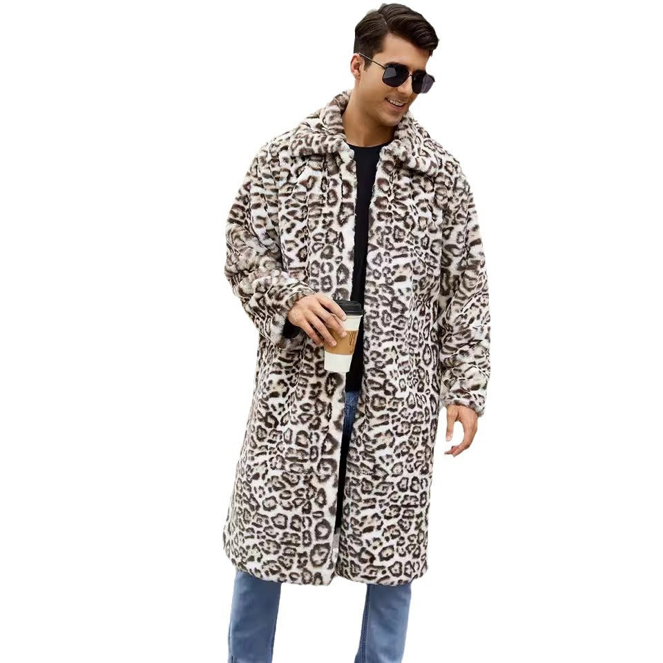 Herren Modischer Kunstfellmantel im Schlangenleder-Look R&B