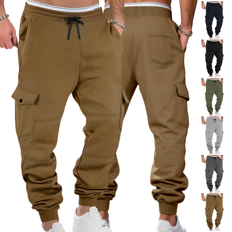 Herren nan sportive Jogginghose mit Cargotaschen Kordelzug und geripptem Knöchelsaum R&B