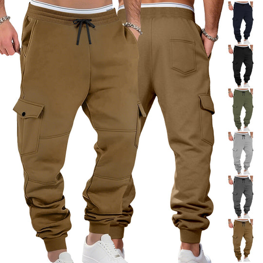Herren nan sportive Jogginghose mit Cargotaschen Kordelzug und geripptem Knöchelsaum R&B