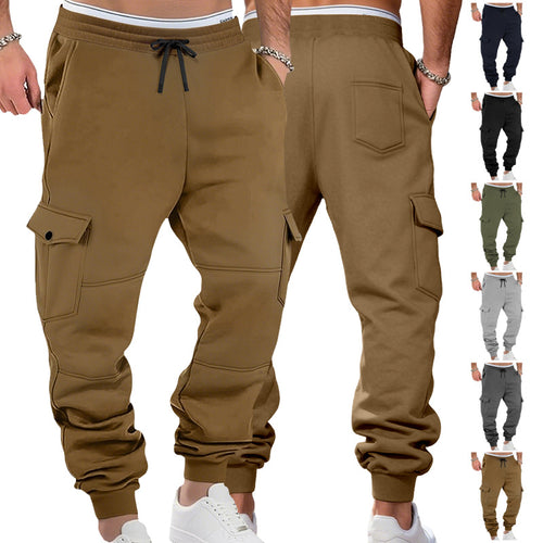 Herren nan sportive Jogginghose mit Cargotaschen Kordelzug und geripptem Knöchelsaum R&B