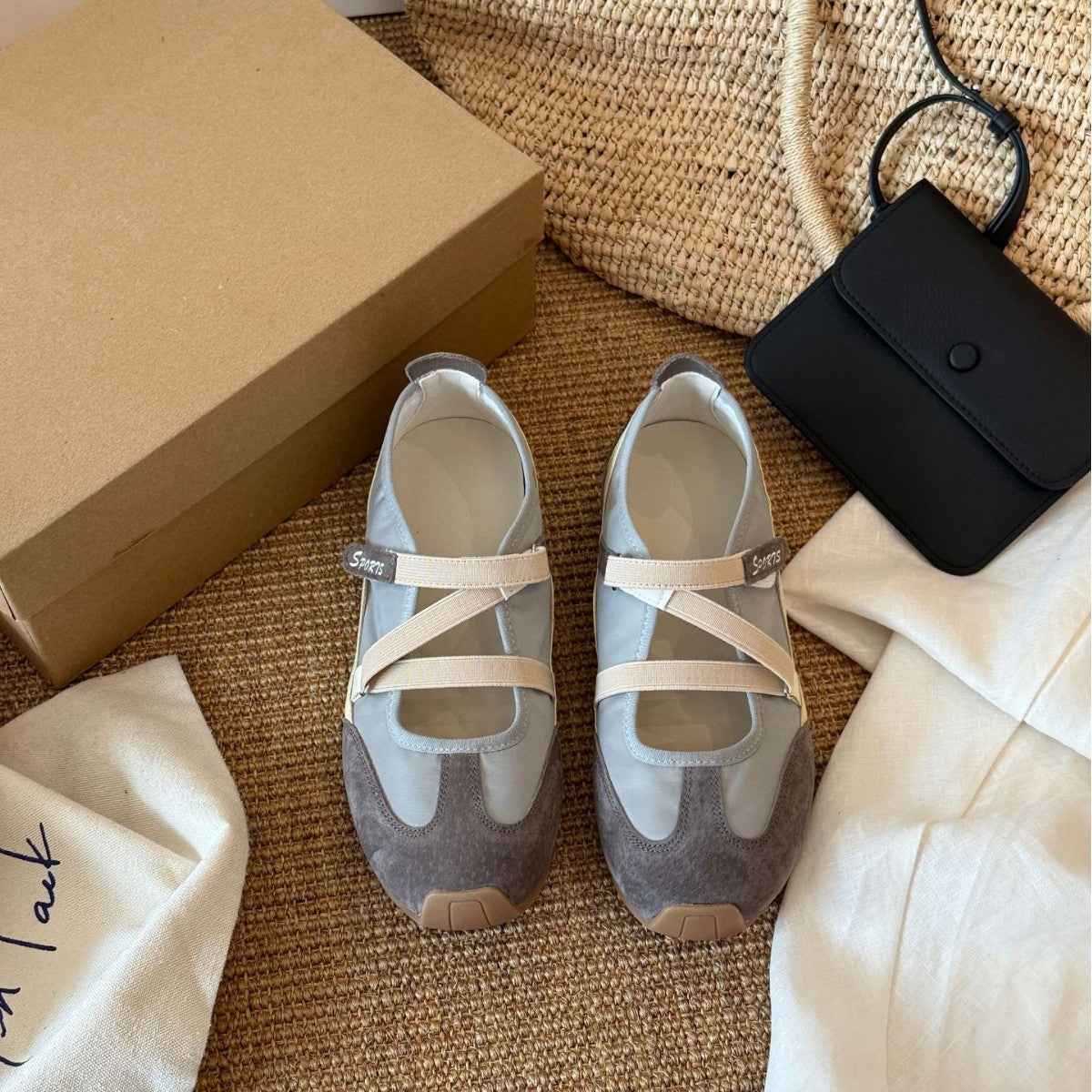 Damen Sportliche Ballerinas mit flexiblem Riemendesign und atmungsaktiver Sohle
