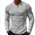 Herren Langarm-Henley-Shirt aus atmungsaktivem Strukturmaterial mit dekorativen Knöpfen R&B