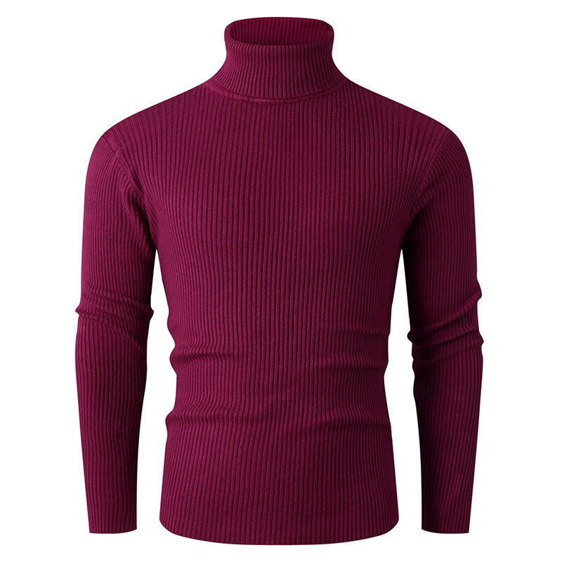 Herren eleganter Rollkragenpullover aus strukturiertem Strickmaterial R&B