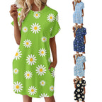 Damen lässiges Sommerkleid mit Blumenmuster und praktischen Taschen R&B