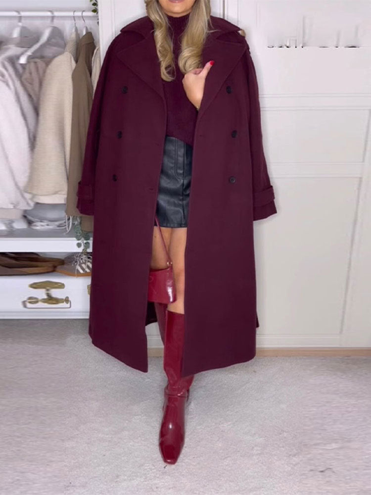 Damen Oversize-Trenchcoat mit doppelter Knopfreihe und großzügigen Taschen R&B