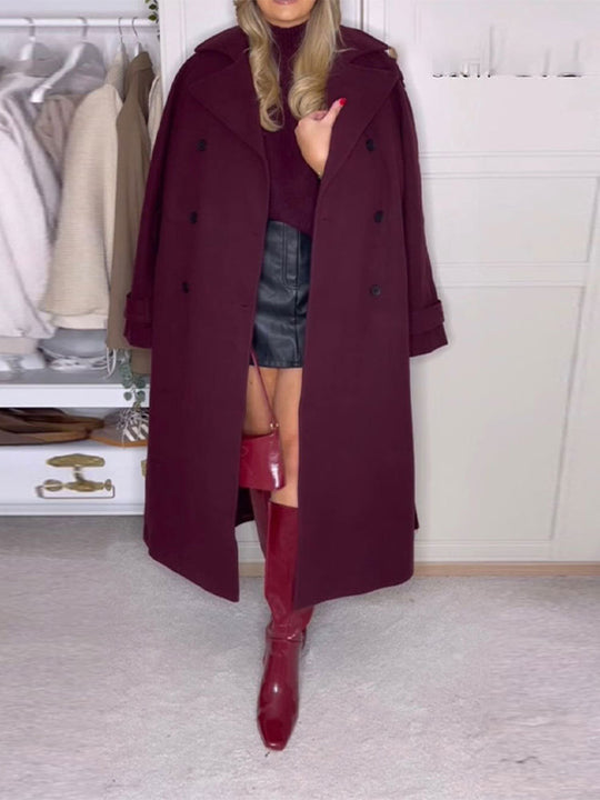 Damen Oversize-Trenchcoat mit doppelter Knopfreihe und großzügigen Taschen R&B