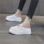 Damen elegante Plateau Clogs mit modischer Schnallen-Applikation