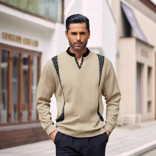 Herren Strickpullover mit modischen Karoelementen R&B