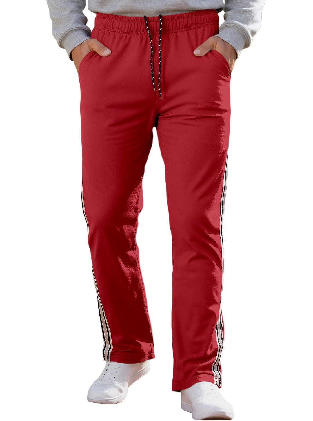 Herren nan Retro-Trackhose mit schmal zulaufendem Bein elastischem Bund Tunnelzug und seitlichen Streifen R&B