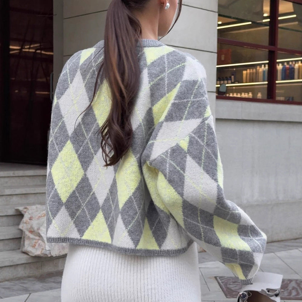 Damen modischer Pullover im Karomuster R&B
