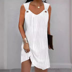 Damen Wellenmuster Kleid mit dekorativen Trägern R&B