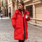 Damen gefütterter langärmliger Winterparka mit verstellbarem Kapuzenkragen und praktischen Taschen