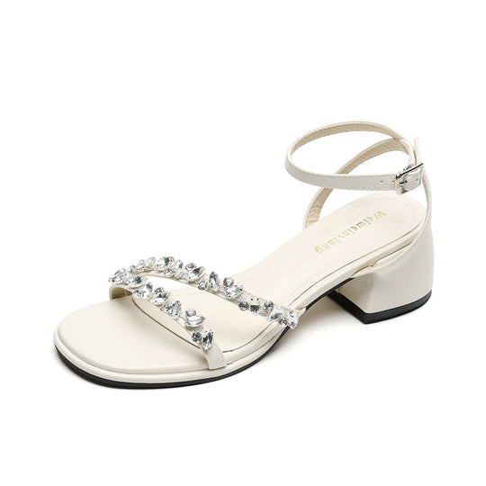 Damen elegante Sandalen mit funkelnden Strassdetails R&B