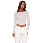 Damen Elegantes Langarm-Top mit schöner Transparenz R&B
