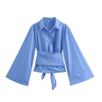 Damen Elegante Bluse mit weitem Ärmel und taillierter Schluppe R&B