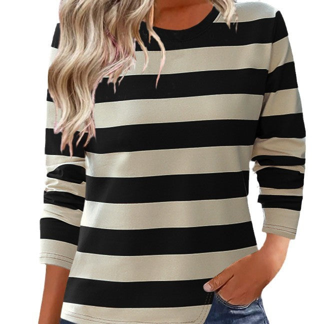 Damen Langarmshirt mit modernem Streifenmuster und bequemer Passform R&B