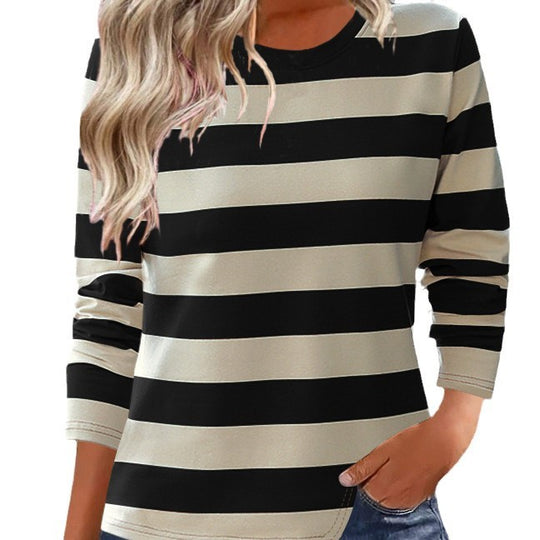 Damen Langarmshirt mit modernem Streifenmuster und bequemer Passform R&B