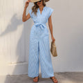 Damen Jumpsuit mit gerafftem Taillenband und praktischen Taschen R&B