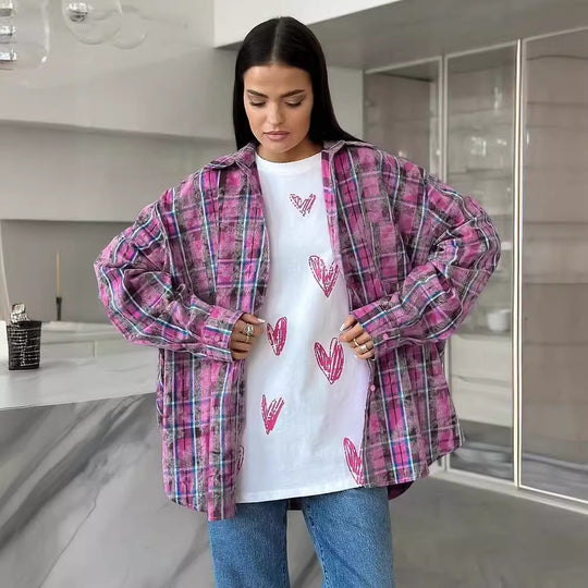 Damen Karierte Overshirtjacke R&B