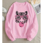 Damen Sweatshirt mit kreativem Tiger-Grafikdesign