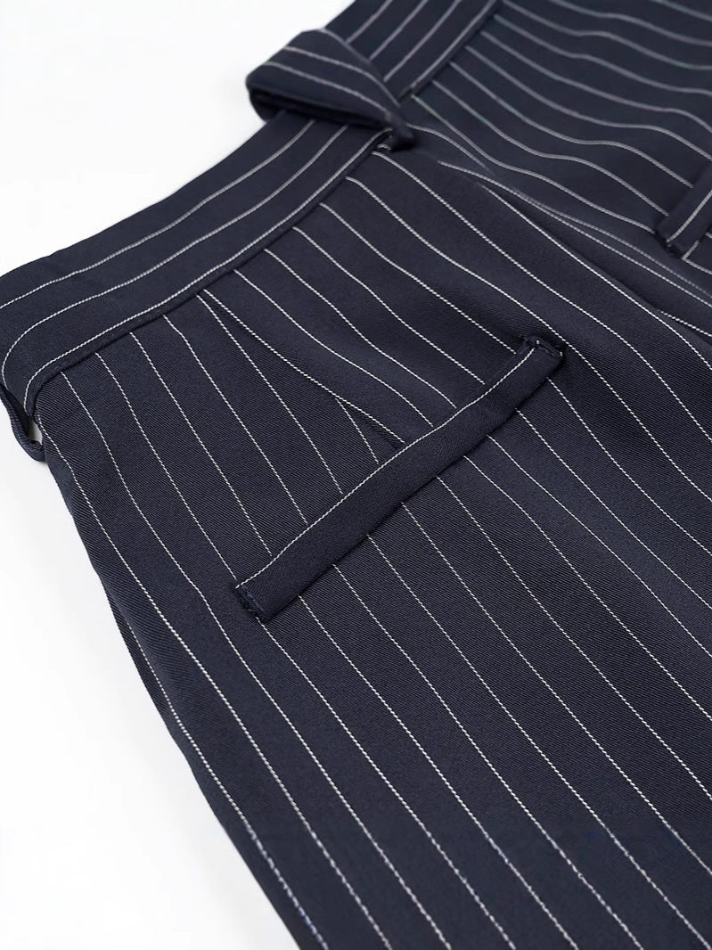 Damen weite Hochbund-Hose mit eleganten Streifen R&B