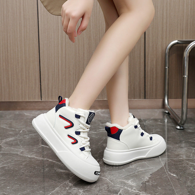 Damen hohe Sneaker mit flauschigem Innenfutter und modischem Design R&B