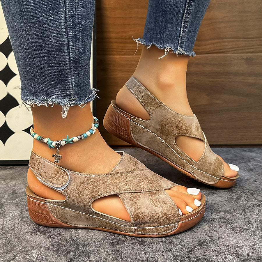 Damen bequeme und stylische Sandalen mit geflochtenem Riemen R&B