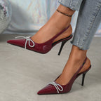 Damen Slingback-High-Heels mit funkelnden Schleifenakzenten R&B