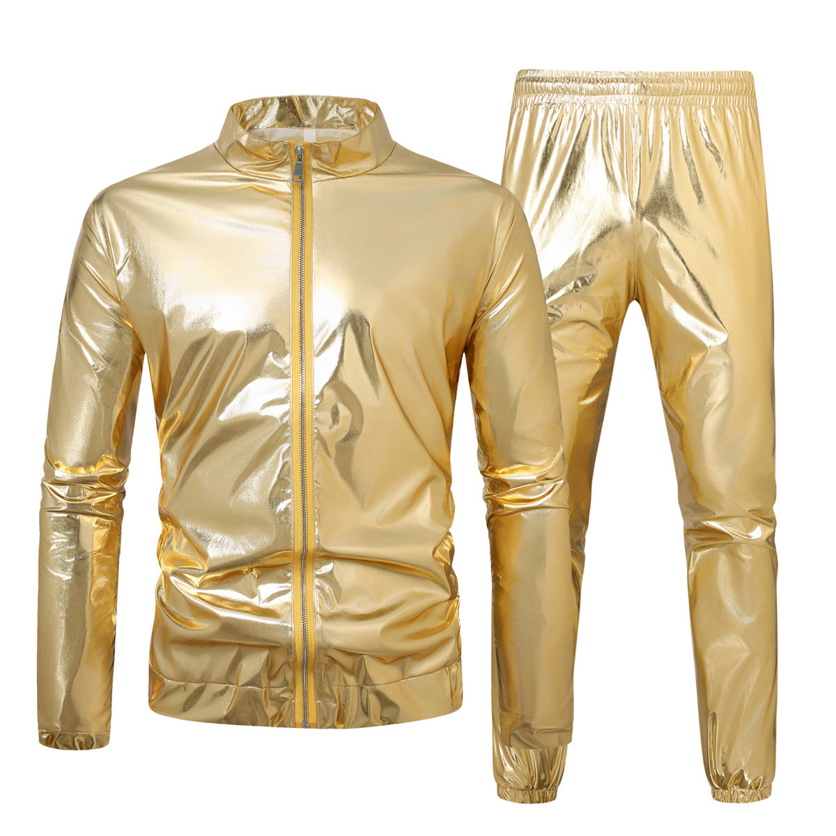 Herren nan Bomberjacke mit durchgehendem Reißverschluss, reflektierendem Metallic-Finish und elastischen Bündchen R&B