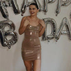 Damen Figurbetontes Minikleid mit glänzendem Finish R&B