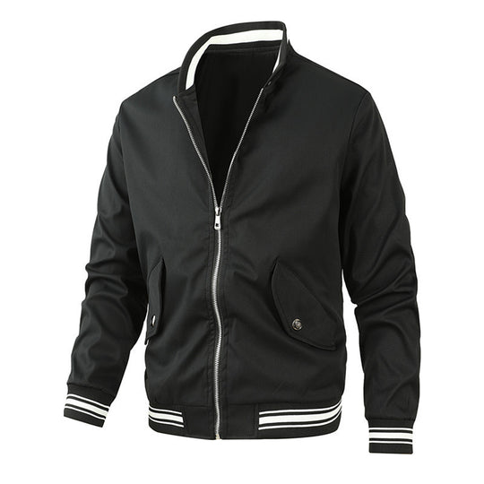 Herren sportliche Bomberjacke im College-Stil mit elastischen Bündchen R&B