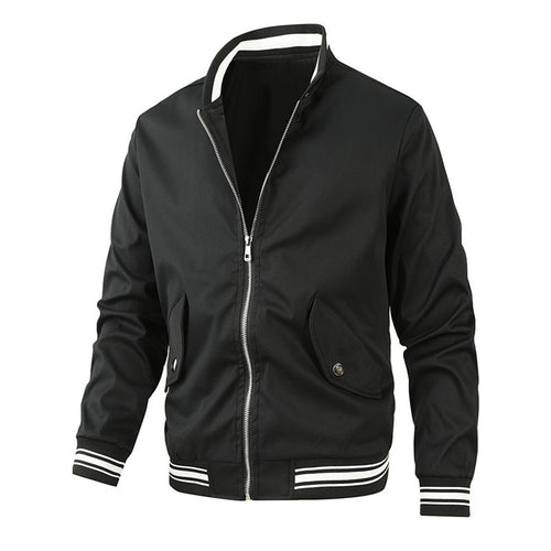 Herren sportliche Bomberjacke im College-Stil mit elastischen Bündchen R&B