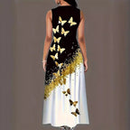 Damen Maxikleid mit elegantem Schmetterlingsdesign und praktischen Taschen R&B
