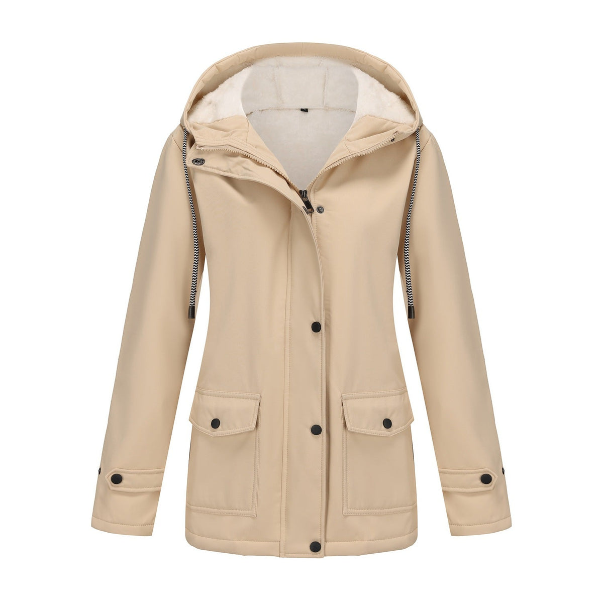 Damen nan wasserabweisender Parka mit Teddyfutter verstellbarer Kapuze und aufgesetzten Taschen R&B
